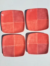 Vtg Y2k  4 Tabletops Unlimited Quadrettini Square  Dinner Plates 11 " Red NOS