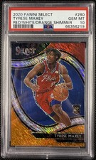 2020-21 Select Tyrese Maxey Red White Orange Shimmer Courtside Rookie 280 PSA 10