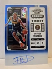 Peyton Watson 2022-23 Panini Contenders Optic Blue Prizm Auto /49 Rookie Ticket