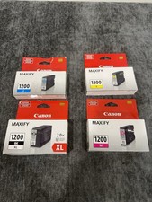 Canon Maxify 1200XL Black, C, Y, M All New Sealed Genuine Ink Tanks Lot Of 4