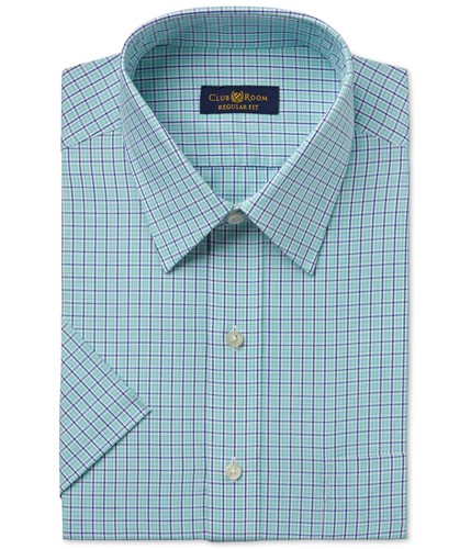 Club Room Mens Check Button Down Dress Shirt, Blue, 14.5 - 第 1/1 張圖片
