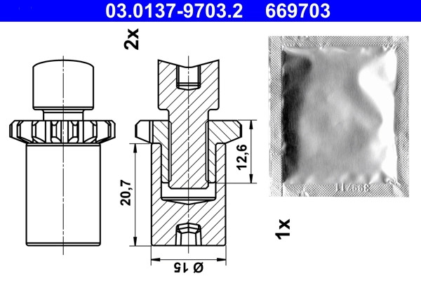 Kit d'accessoires mâchoires de frein ATE 03.0137-9703.2 pour optimiser la tension du frein à main