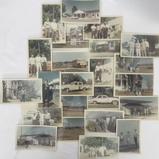 Lot Of 23 BLACK WHITE VINTAGE FOUND PHOTOS Snapshots Military Cars Family Kids