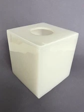 MARTHA STEWART COLLECTION MACYS-SQUARE TISSUE BOX COVER "MILK GLASS" ACRYLIC-EUC