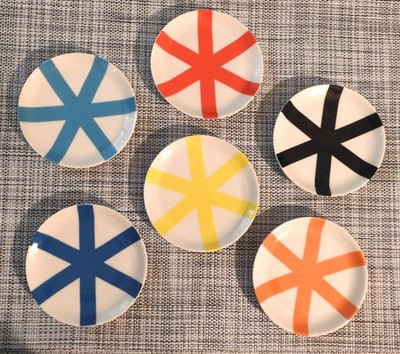 Jonathan Adler Porcelain  Coasters Set of 6 Star Design Pop Art