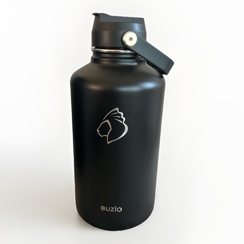 BUZIO 64oz Bottiglia d'acqua isolata con cannuccia e 3 coperchi e sacchetto di trasporto a prova di perdite - Foto 2 di 6