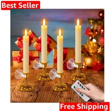 Flameless Window Candles with Remote Timer, 7" Battery Operated 3D Wick Real ...