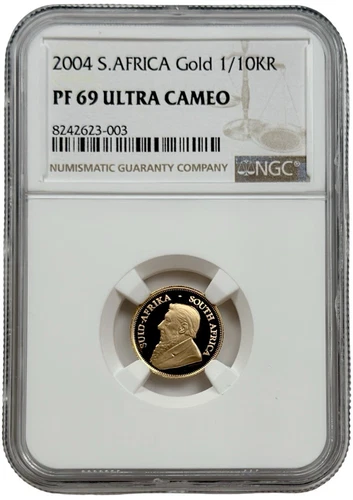2004 South Africa Gold 1/10 oz Proof Krugerrand Coin NGC PF 69 UC 3,811 Minted