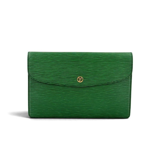 LOUIS VUITTON Montaigne 27 Epi Leather Green Flap Clutch Bag M52664