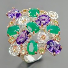 Unique Natural Amethyst Ring 925 Sterling Silver Size 7 /R426606