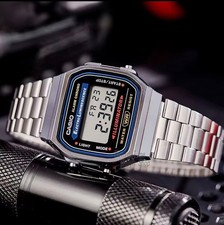 CASIO watch Argento, LED, A TENUTA STAGNA, AL QUARZO Orologio da polso. 