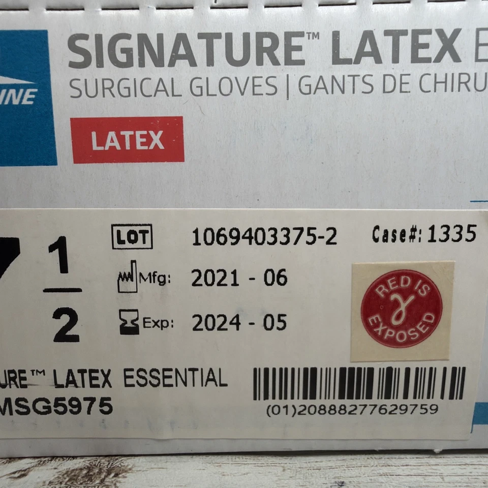 Luvas cirúrgicas essenciais de látex Signature Medline *50 PARES* Tamanho: 7,5 *Ver data* - Imagem 2 de 4
