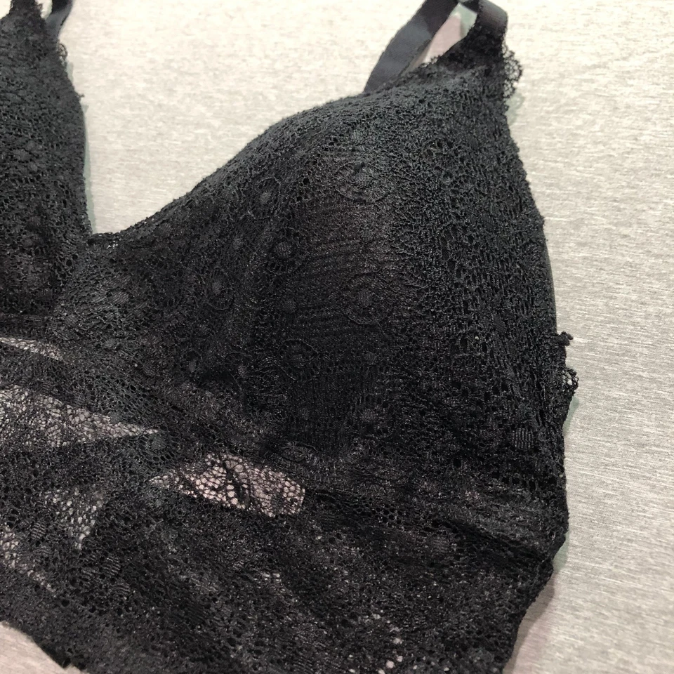 Bralette para mujer Daisy Fuentes 2X con cordones florales oscuro femenino salón gótico negro Foto 4 de 4