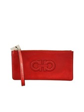 Salvatore Ferragamo Leather Pouch, Red, Solid Color