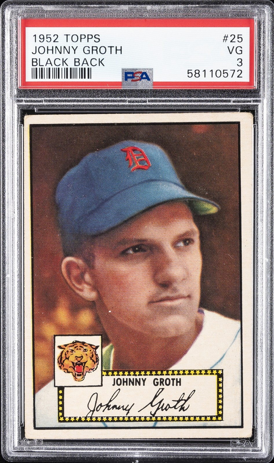 1952 TOPPS BLACK BACK #25 JOHNNY GROTH PSA 3