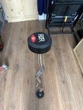 FXR Sports 10kg Round Rubber EZ Barbell Bar Rubber Encased Gym Weights