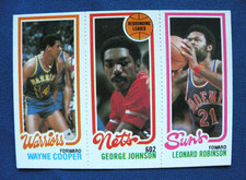 1980/81 Topps Basketball 3 panel W. Cooper G. Johnson L. Robinson #193-154-95