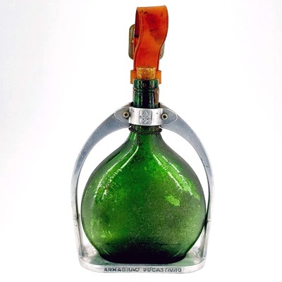 Vintage Ducastaing Armagnac Bottle Decanter Metal Stirrup Leather Strap France