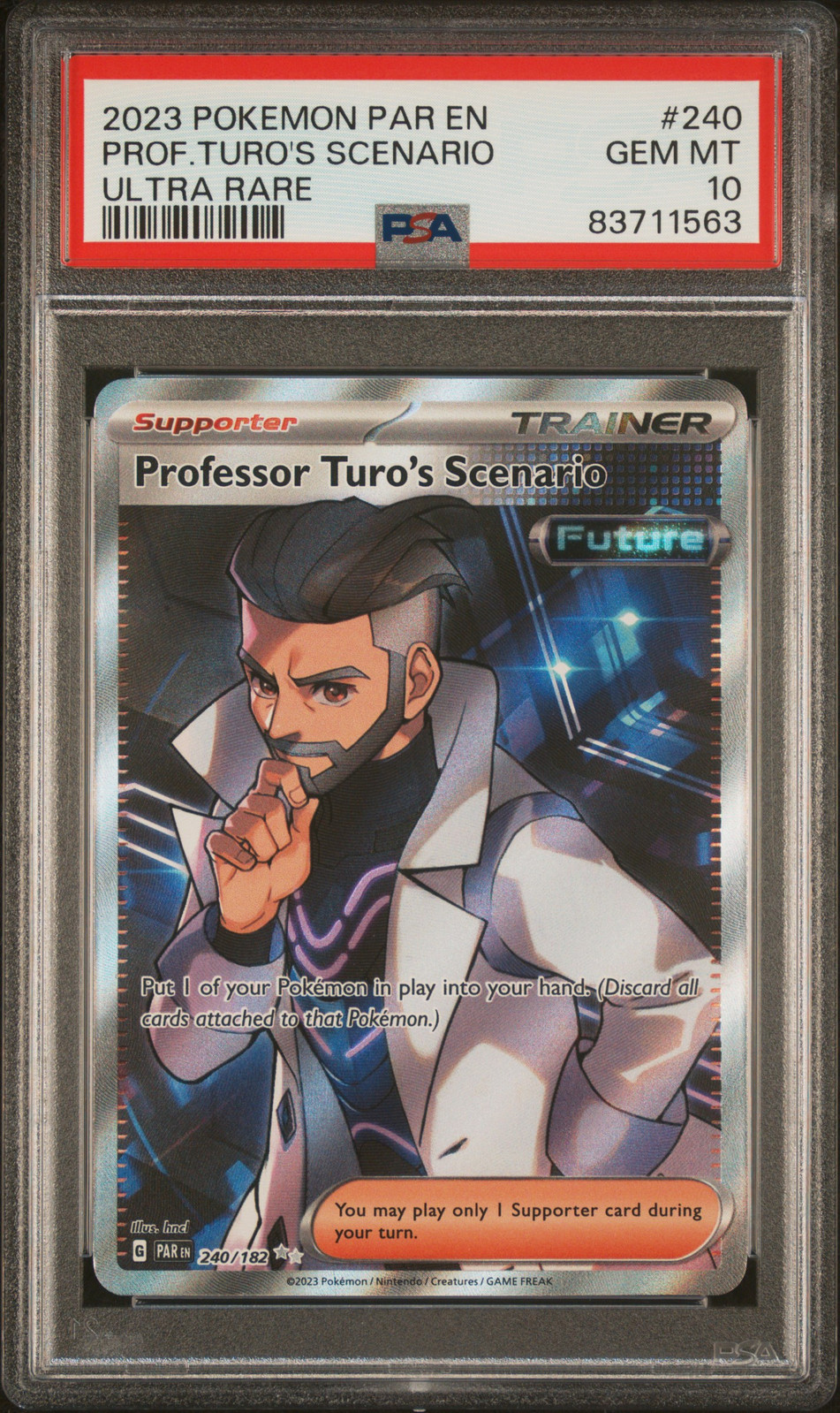 2023 POKEMON PAR EN-PARADOX RIFT ULTRA RARE PROFESSOR TURO'S SCENARIO PSA 10 - Main Image