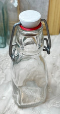 Clear Glass Bottle Swing Top Lid Italy Square Bottom 6.50"H