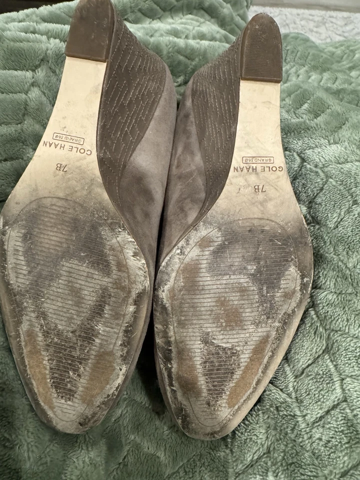 VGUC подлинный COLE HAAN MARIT 85 ММ коричневый замши кожи женщин на танкетке размер 6,5 B - Изображение 4 из 4