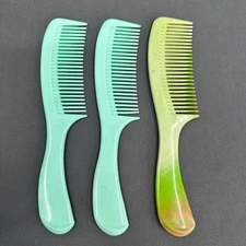 Lot of 3 9" Large Hair Comb 70s Retro Pocket Comb Swirl Mint Green Brown Hipster
