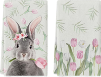 Artoid Mode Tulpen BläTter Kaninchen Ostern KüChentüCher GeschirrtüCher, 42X65 C
