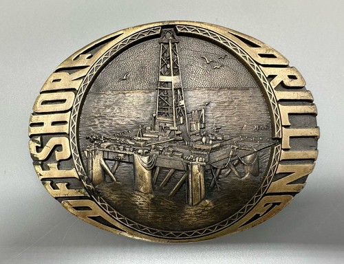 Offshore Drilling Belt Buckle Solid Brass Vintage ADM