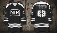 New Nine Inch Nails Band V-neck Hockey Jersey Gifl Fan Size S-5xl 2 Side Ds0os