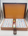 Vintage 1960s-1970s Mahjong Set 146 Tiles Chips Faux Leather Case — photo 1