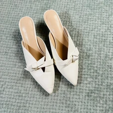 Vintage retro y2k bow pointed toe kitten heel mules bridal cutie 11