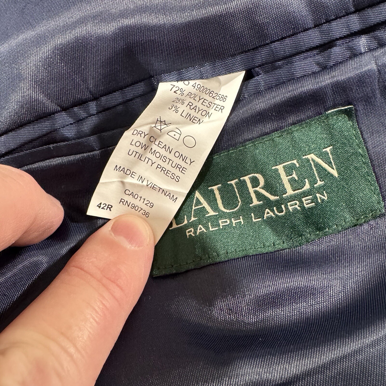 Lauren Ralph Lauren LRL Linen Blend Blazer Sport Coat Jacket Blue Men's Size 42R