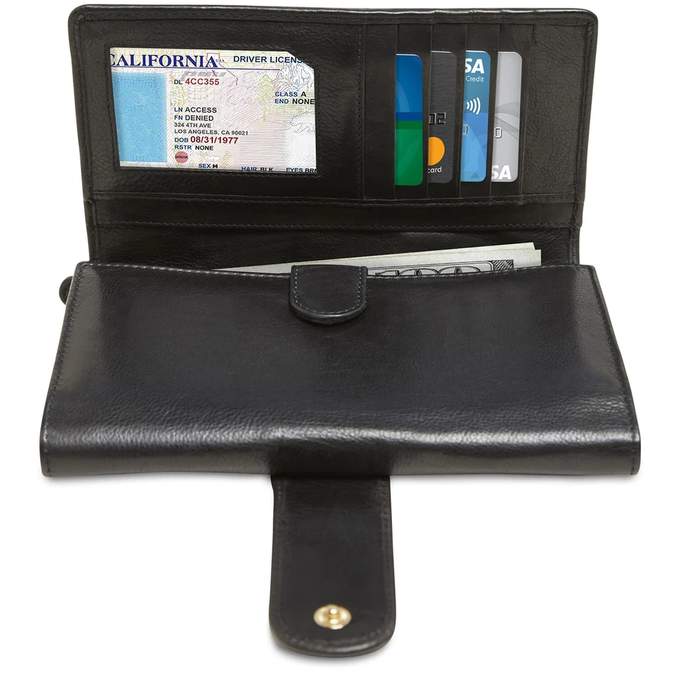 Genuine Leather Wallets For Women's Ladies Clutch Accordion Zipper RFID Blocking - Image 4 of 4