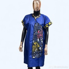 African Short Gown With Ankara Patch