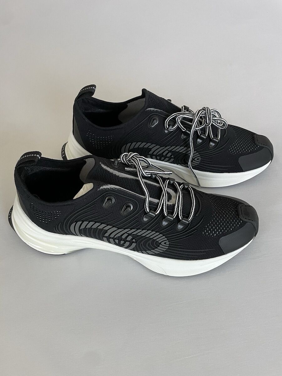GUCCI Men's Run Knit Sneaker Shoes GG Logo Monogram Black GUCCI Men's Run Knit Sneaker Shoes GG Logo Monogram Black