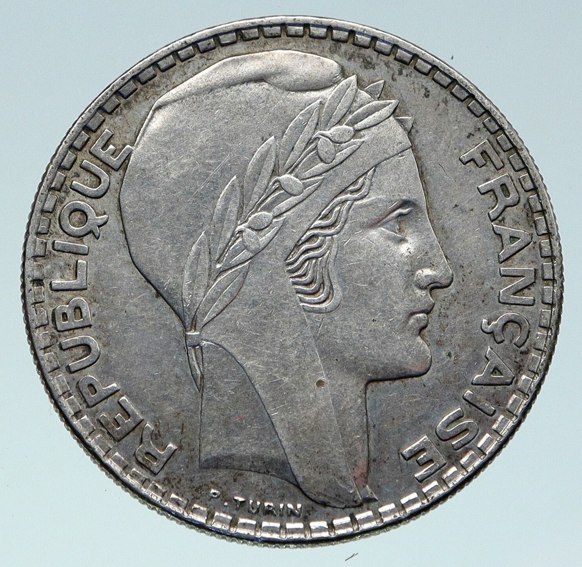 1938 FRANCE Vintage French LIBERTY MOTTO Old Large Silver 20