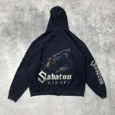 2014 Sabaton Heroes Full Zip-Up Band Hoodie Faded Black Size M/L