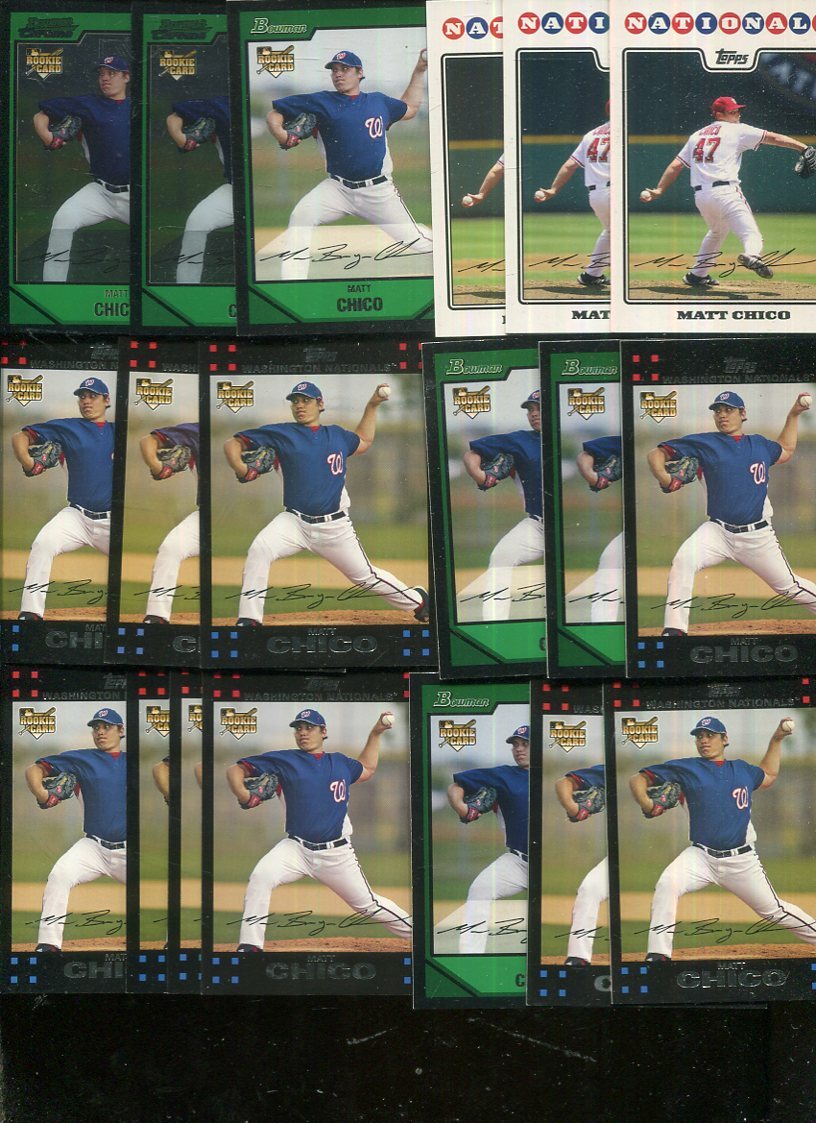 MATT CHICO LOT OF 38 BASEBALL CARDS with ROOKIES NATIONALS FULLERTON ...