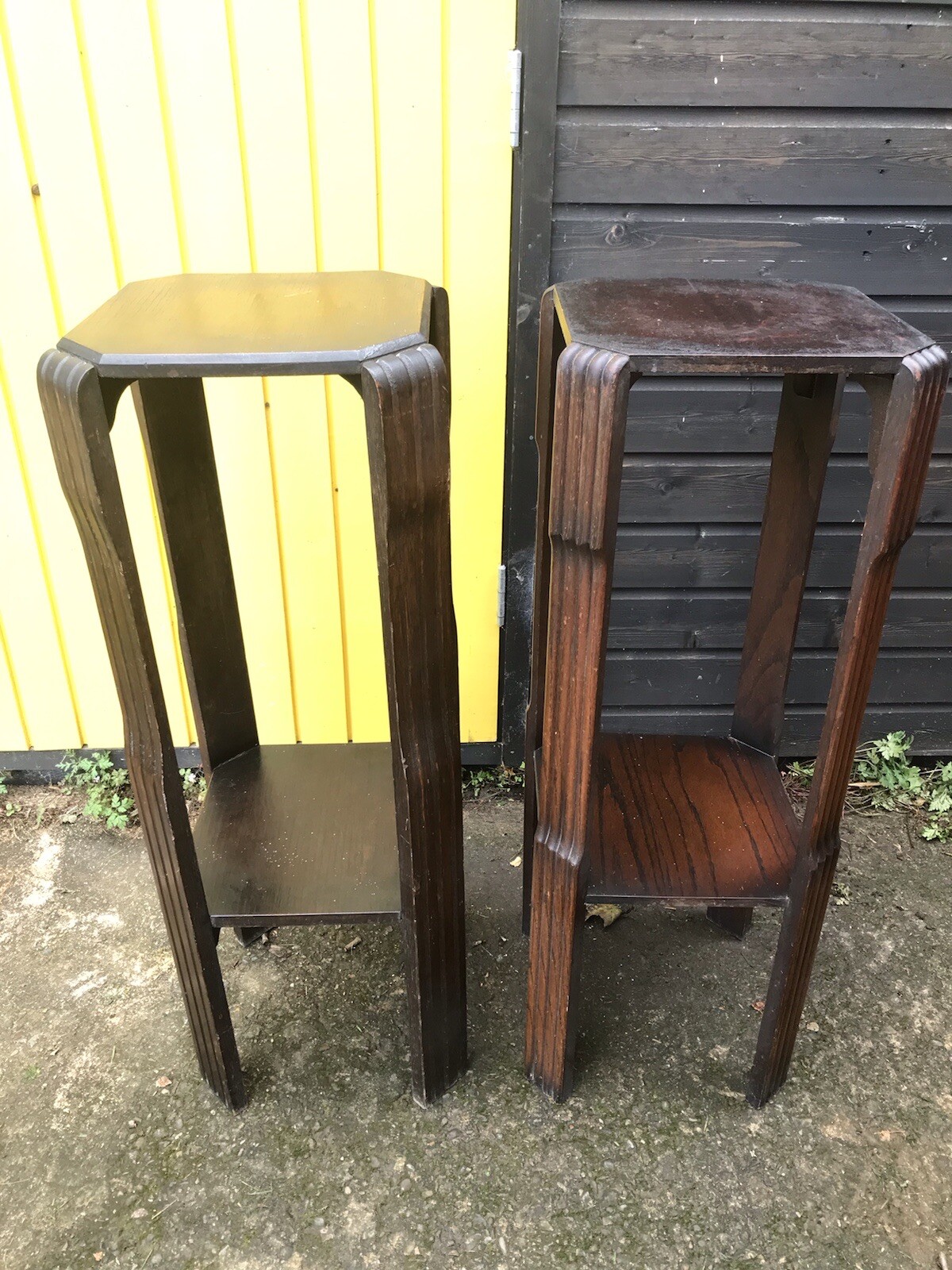 pair of Wooden antique art deco plant stands tables eBay