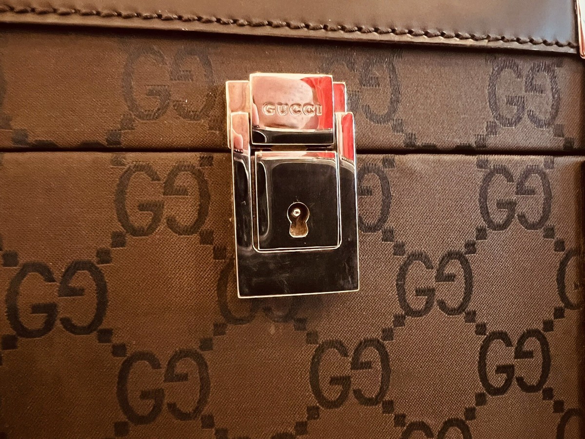 Vintage Gucci Dark Chocolate Canvas Suitcase / Trunk / Travel | eBay