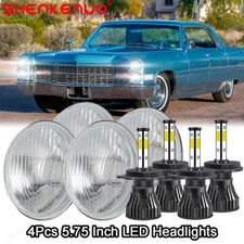For Cadillac Calais 1965 1966 1967 1968 4pcs 5.75 Inch Led Headlights Chrome