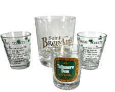 3 Souvenir Shot Glasses & a St Brendans Glass...