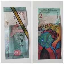 INVERNUM7 -Street life no36. - * 2 Bolivares * Genuine Banknote *  no BANKSY ,-)