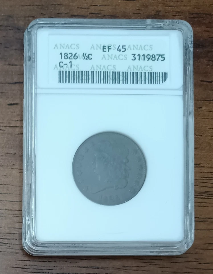1826 Half Cent, ANACS XF45 - Image 2 of 4