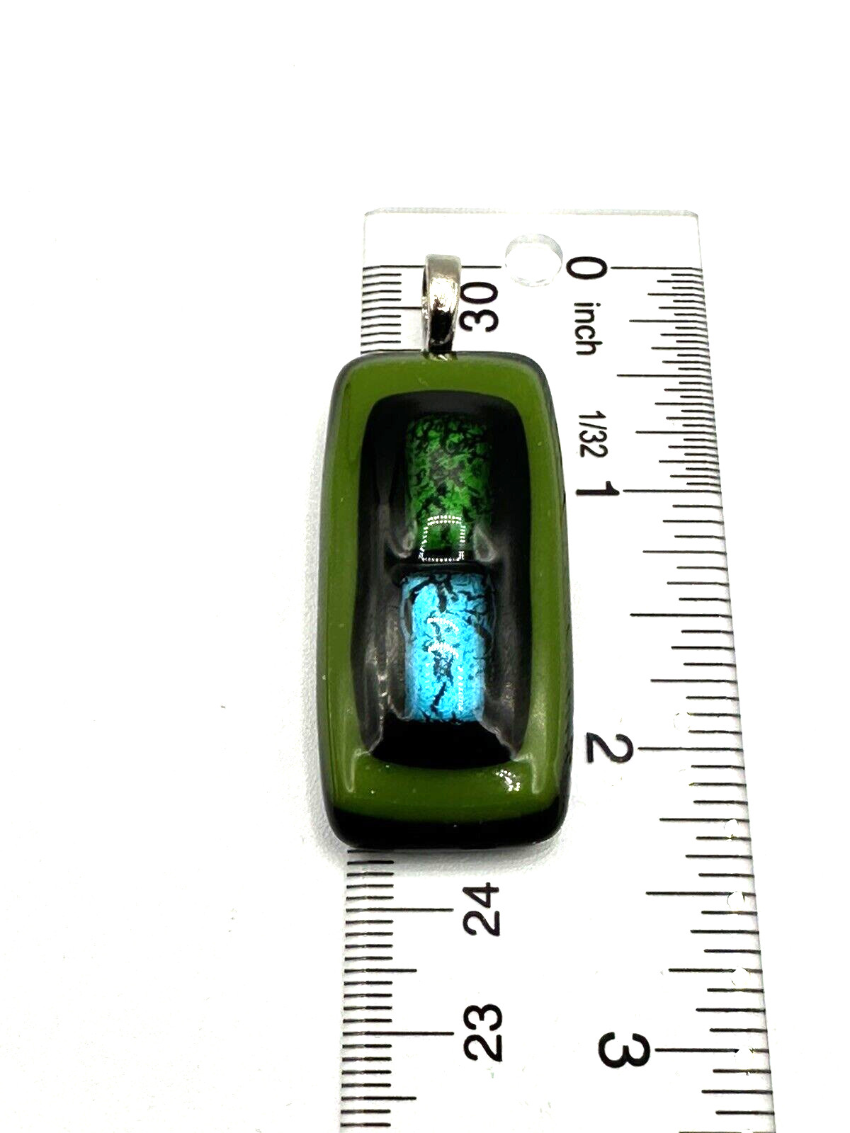 Vintage Rectangular Lucite Pendant Turquoise/Blac… - image 10