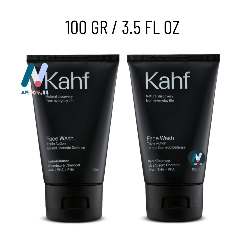 KAHF MEN Face Wash Charcoal Moist AHA BHA Remove Blackheads Oil Comedo 2X100ml - Image 3 of 4