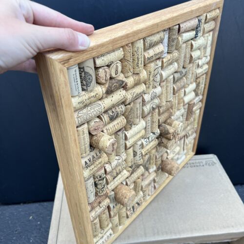 Vintage Hand Made Wine Cork Art Bar Decor Board 3D 15”x15” - Picture 2 of 11