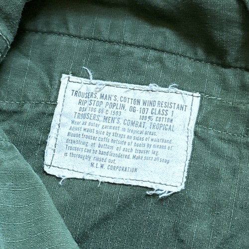 Vintage 1960s Vietnam Era Rip Stop Poplin Jungle Pants Trousers 31” Waist 1969 - Picture 4 of 5