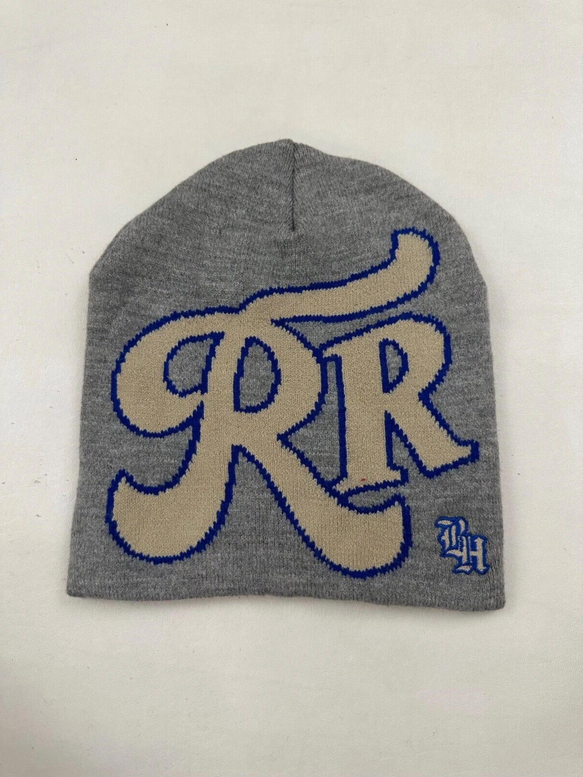 RR Logo Gray Knit Beanie Hat One Size