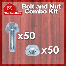 (50) 1/4-20x1-1/4 Grade 5 Serrated Hex Flange Bolts &(50) 1/4-20 Serr Flange Nut
